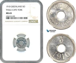 AK242, Greenland, Thule-Kap York, 5 Øre 1910, NGC MS65 - Picture 1 of 1