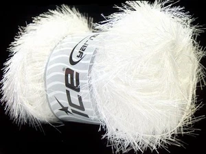 LG 100 gram White Eyelash Yarn #22699 Ice Snow White Fun Fur 164 Yards - Picture 1 of 3