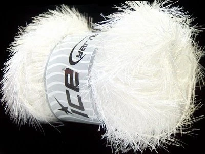 LG 100 gram White Eyelash Yarn #22699 Ice Snow White Fun Fur 164 Yards - Image 1 of 3