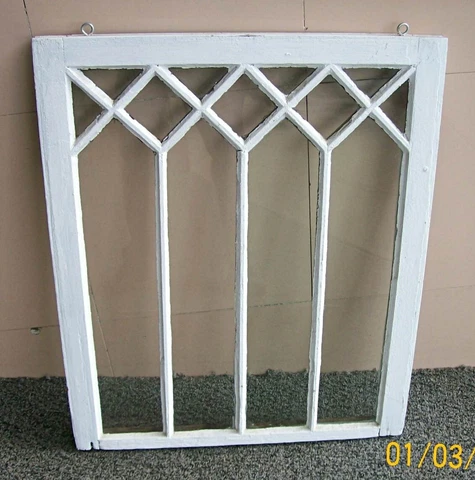 Antique or Vintage cottage house WINDOW diamond pattern, wood frame, No cracks Cover