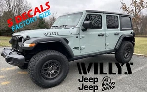 Jeep Wrangler JL Matte Black WILLYS Hood Decals 5 Decals Set NEW 2020-2023 - Picture 1 of 3