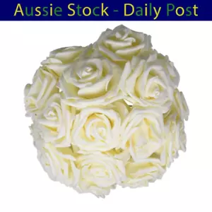 Ramo de flores de espuma champán 7 cm tallos de rosas artificial boda novia 20 un. - Imagen 1 de 1
