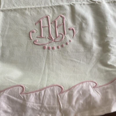 Drap ancien avec monogramme - Photo 1/4