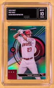 2023 Topps Finest Mike Trout Green Parallel #84/99 Mike Trout GMA 10 - Picture 1 of 3