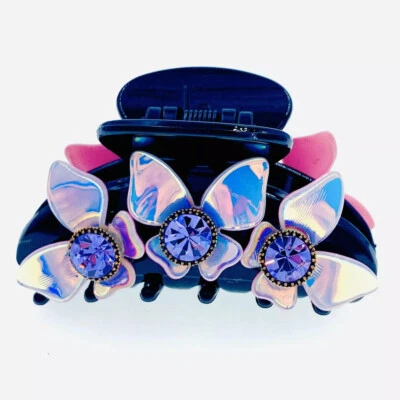EE. UU. Mariposa ACRÍLICO PELO GARRA MANDÍBULA CLIP hecho con CRISTAL DE SWAROVSKI Púrpura A16 Foto 1 de 4