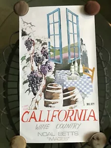 Stampa litografica vintage anni 80 NOAL BETTS, 'CALIFORNIA WINE COUNTRY', firmata dall'artista - Foto 1 di 19