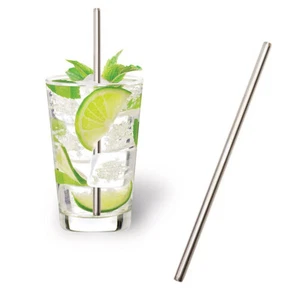 Stainless Steel Reusable Metal Straight Drinking Straws - 21cm **FREE DELIVERY** - Picture 1 of 4