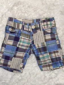 NWT GAP KIDS GAPKIDS GIRLS 5 PATCHWORK BERMUDA SHORTS BLUE PLAID CHECKERS - Picture 1 of 3