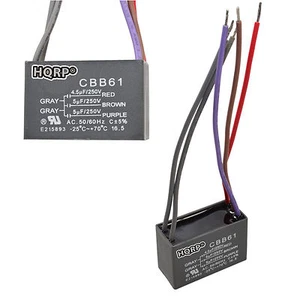 2-Pack Replacement Motor Ceiling Fan Capacitor CBB61 4.5uf+5uf+5uf 5-Wire - Picture 1 of 8