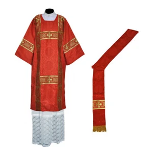 Red Deacon Dalmatic Vestment & Deacon's stole, American Dalmatic Chasuble, NEW - Picture 1 of 1