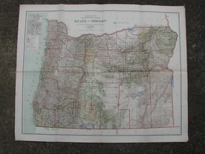 antique 1910 OREGON WALL MAP large 31x40" US GLO GENERAL LAND OFFICE color rare - Picture 1 of 15