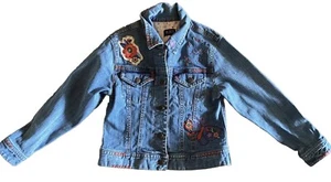 TCP The Childrens Place Jean Jacket Snap Button Size 6 Floral Boho Hipster - Picture 1 of 12