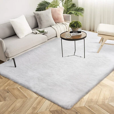 Luxury Large Faux Rabbit Fur Sheepskin Area Rugs Cushion for Living Room Bedroom - Image 1 of 4