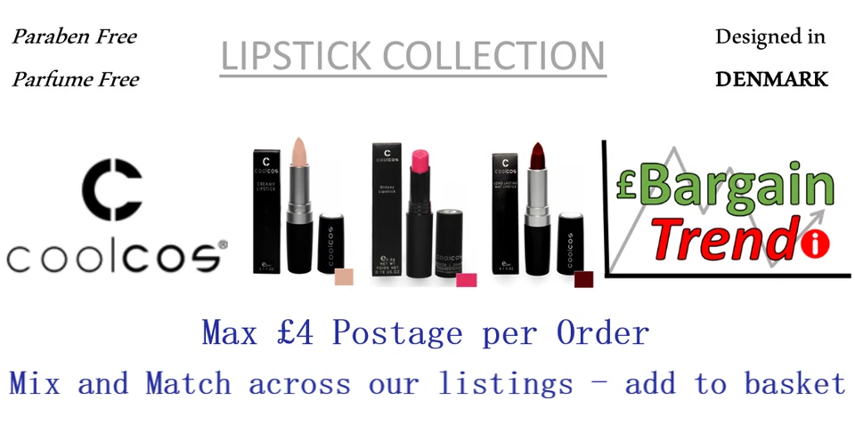 Cool Cos Denmark Paraben Parfum Free Cosmetics LIPSTICK Collection #BargainTrend