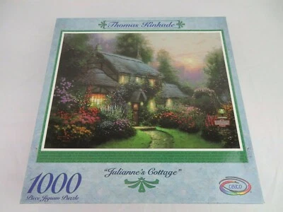 A 1000 PIECE JIGSAW PUZZLE BY THOMAS KINKADE JULIANNES COTTAGE NEW  - Image 1 of 4