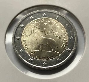 ESTLAND 2021 CANIS LUPUS HUND WOLF GEDENKMÜNZE 2 EURO FDC UNC EESTI - Bild 1 von 1