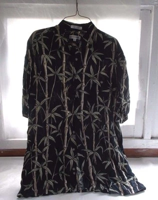 Camisa hawaiana Pierre Cardin para hombre talla mediana negra verde bambú Foto 1 de 2