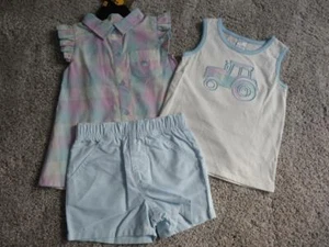 New CARHARTT Toddler Girl 3 PIECE OUTFIT SHORTS, SHIRT, & TANK Size 3T - Picture 1 of 9
