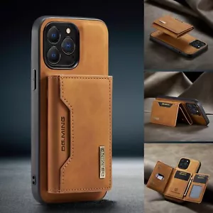 Magnetische Leder Hülle für iPhone 16 Pro Max 15 Abnehmbare Wallet Kartentasche Case - Bild 1 von 17