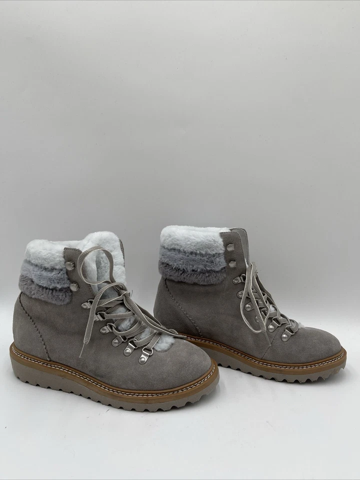 Splendid Evita Womens Suede Faux Fur Hiking Boots Grey Size 6.5M - Image 1 of 4
