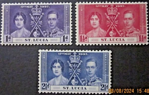 ST. LUCIA ~ S.G. 125 - 127 ~ 1937 CORONATION STAMPS ~ MM #04234 - Picture 1 of 2