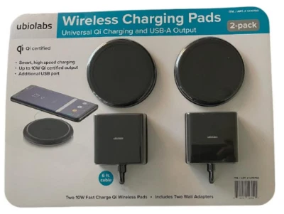 Ubio Labs Wireless Charging Pads for Mobile Phones, Qi Certified, 2-pack - Image 1 of 2