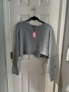 Maglione donna Edikted piccolo grigio nuovo ritagliato manica lunga - Foto 1 di 5