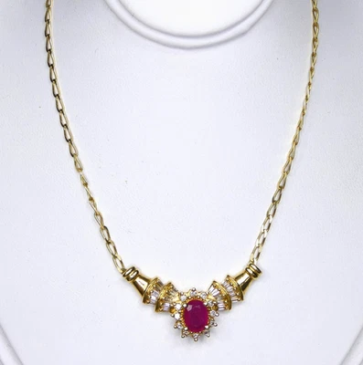 Ruby and Diamond 14k Gold Necklace - Image 1 of 4