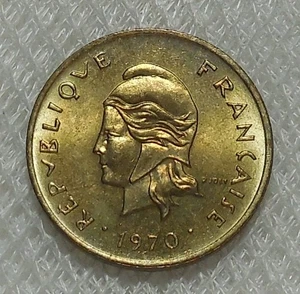 1970 NEW HEBRIDES 1 FRANC COIN BU UNCIRCULATED  - Picture 1 of 2