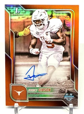 Bowman U 2025 cromo primeros autógrafos refractor naranja #BCA-JG Jerrick Gibson/25 Foto 1 de 2
