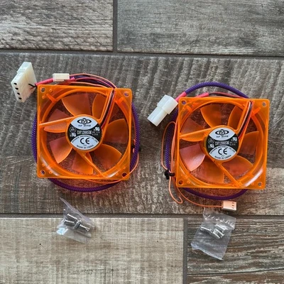 2 Pack Orange 3.25" x 3.25" inch PC Case Fan High Airflow Low-Noise High Quality - Image 1 of 4