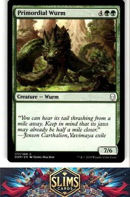 Magic the Gathering MTG Dominaria Primordial Wurm #177 Buy 2 Get 1 - Image 1 of 2