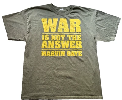 Винтажная футболка Marvin Gaye War Is Not the Answer Song размер XL оливково-зеленая футболка S/S - Изображение 1 из 4