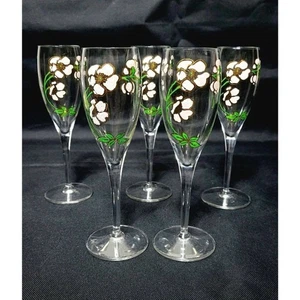 Vintage Art Nouveau Perrier Jouet cinque flauti champagne floreali dipinti a mano - Foto 1 di 10