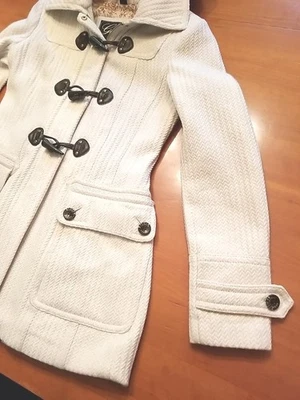Vintage GUESS Coat Size S/P Cream Toggles Wool Blend Hood Zipper Nice Jacket  - Image 1 of 4