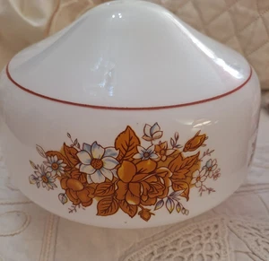 Lámpara de techo de vidrio esmerilado pantalla globo naranja marrón floral vintage años 70 retro - Imagen 1 de 4