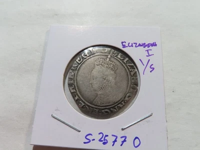 B113 Gran Bretaña Isabel I (1558-1603) chelín de plata martillado S-2577 Foto 1 de 2