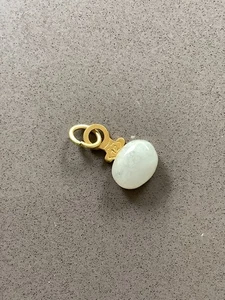 Vintage natürlicher Mondstein oval Cabochon Mini Taschenuhr Schlüssel Anhänger Charm Anhänger - Bild 1 von 4