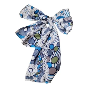 Vintage Women's Retro Floral Abstract Circles Flowers Silky Scarf Belt Head Wrap - Picture 1 of 8