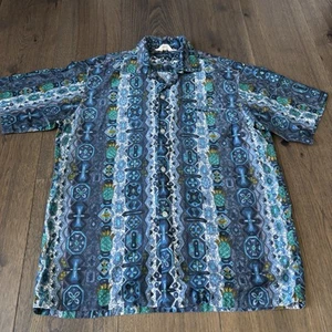 Vintage 60s Tropicana Hawaiian Loop Collar Shortleeve Button Shirt Large  - Bild 1 von 6