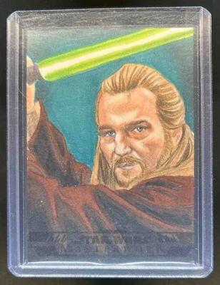 2024 Topps Star Wars Masterwork Qui-Gon Jinn Sketch Cards Artist Auto #1/1 - Image 1 of 2