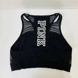 Victoria's Secret PINK Mesh Crop Sports Bra Tank Black And White Size S/P - Picture 1 of 7