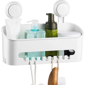 Vakuum Saug Dusche Caddy Regal Weiß Wandkorb Ohne Bohren Bad Organizer - Bild 1 von 4