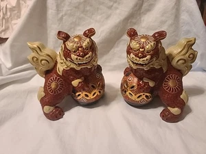 Paar japanische ShiShi Foo Hund Porzellan Statue Koishiwara Stil Schutz & Glück - Bild 1 von 20