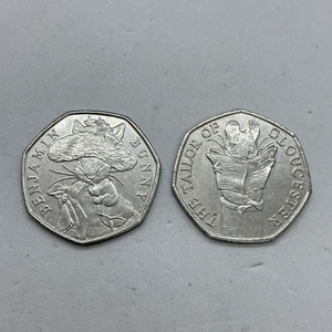 Beatrix Potter 50p Der Schneider von Gloucester & Benjamin Bunny 2018 zirkuliert x2 - Bild 1 von 6
