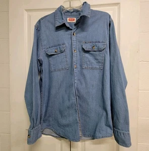 Wrangler Western Shirt M Chambray Blue L/S Button up Men's blue denim - Picture 1 of 11