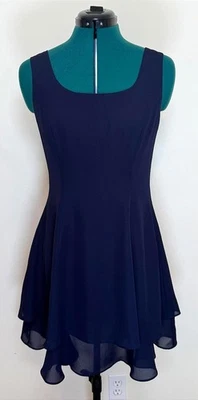 Vestido de fiesta Hampton Nites años 90 azul marino de gasa en capas - talla 6 Foto 1 de 4