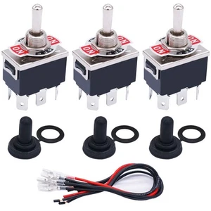 3 Pcs Latching Toggle Rocker Switches 6 Pin 3 Position ON/Off/ON DPDT Heavy D... - Picture 1 of 8