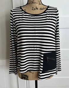 IC by Connie K Damen Gr. S gestreiftes Langarmshirt schwarz Rundhals maritim - Bild 1 von 15