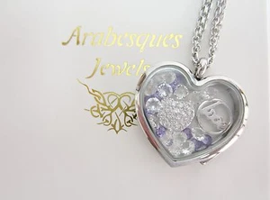 ARABESQUES CHARM POTS Love & Hearts living memory/floating pendant/locket Silver - Picture 1 of 4